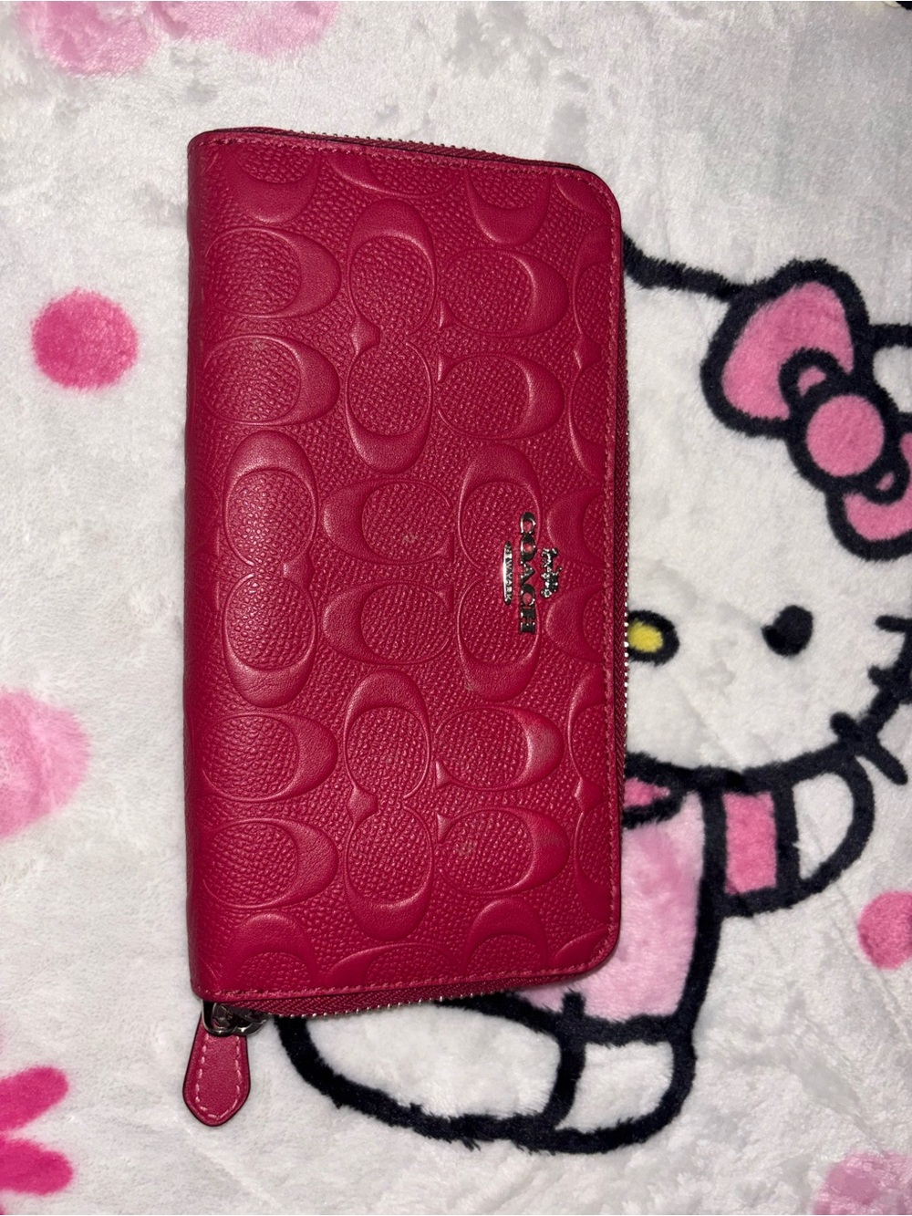 Coach Women's Signature Zip Wallet - Red